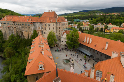 High angle view of townscape against sky