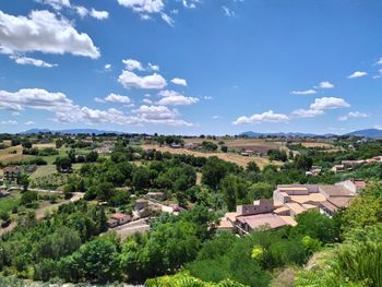 High angle view of townscape against sky