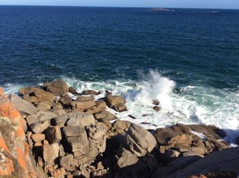 Scenic view of sea against clear sky