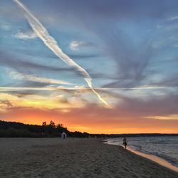 Scenic view of sea at sunset