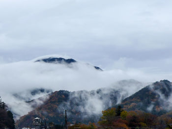 Scenic view of mountains against sky