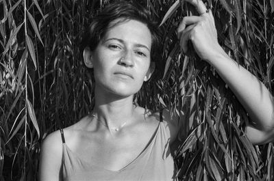 Portrait of young woman looking away