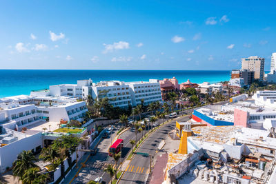 Aerial view of punta norte beach, cancun, mexico.