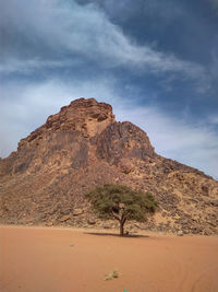 Rock formations in desert against sky