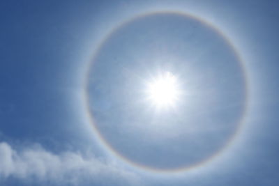 Low angle view of rainbow in sky