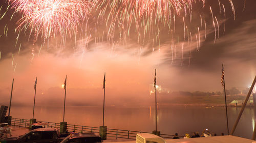 Firework display at night