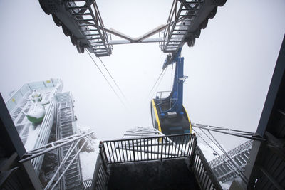 Low angle view of construction site against clear sky