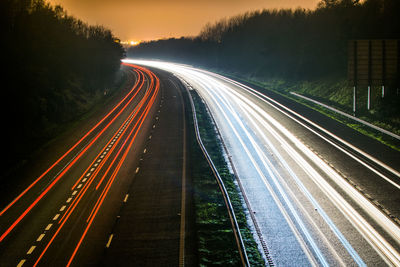 Light trails on highway at night