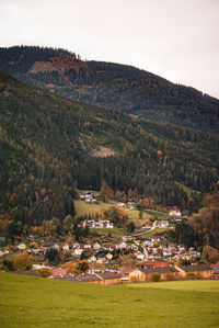 High angle view of townscape against sky