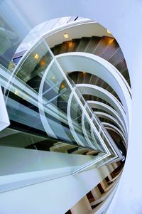 Low angle view of spiral staircase against sky