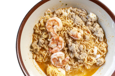 High angle view of food in bowl on table