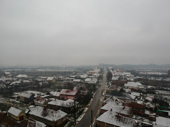 High angle view of cityscape against sky