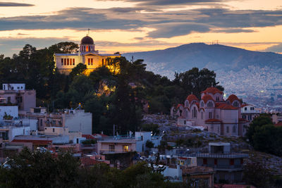 Evening view of the national observatory on the hill of nymphs.