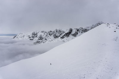 Scenic view of snow covered mountain against sky