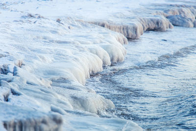 Close-up of frozen river