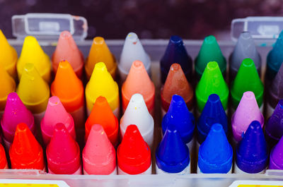 Close-up of multi colored candies for sale in market