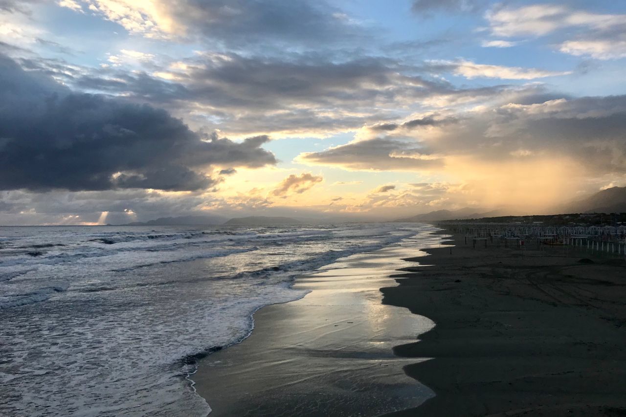 SCENIC VIEW OF BEACH DURING SUNSET