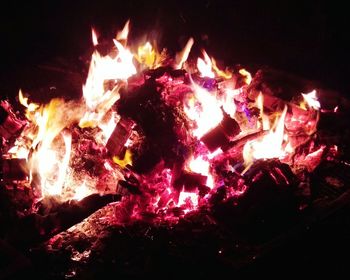 Close-up of bonfire at night