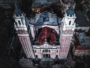 High angle view of temple building