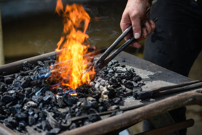 Bonfire on barbecue grill
