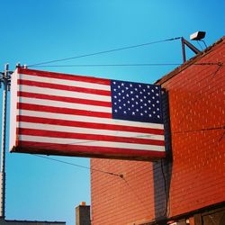 Low angle view of building against clear blue sky