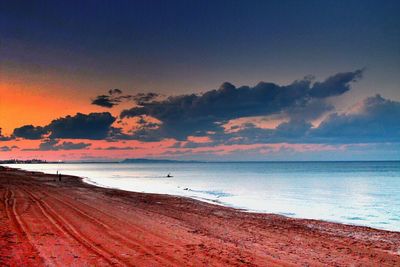 Scenic view of sea at sunset