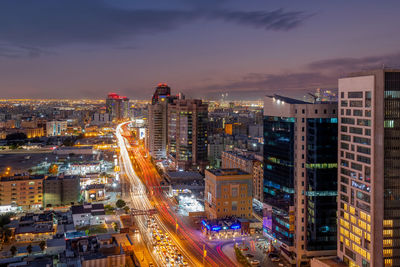 Aeial view of doha ramada signal salwa road at sunset time