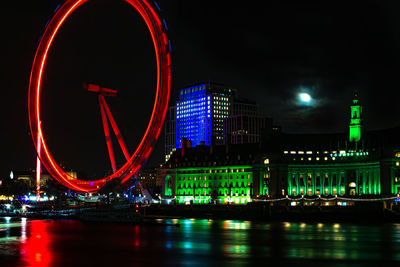 Illuminated city at night