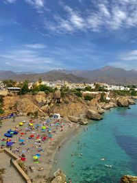 High angle view of beach against sky