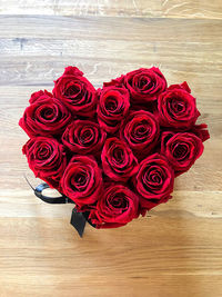 High angle view of rose bouquet on floor