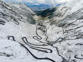Transfagarasan pass covered in snow