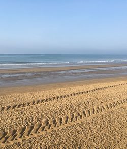 Scenic view of sea against clear sky