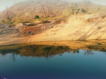 Scenic view of lake against sky