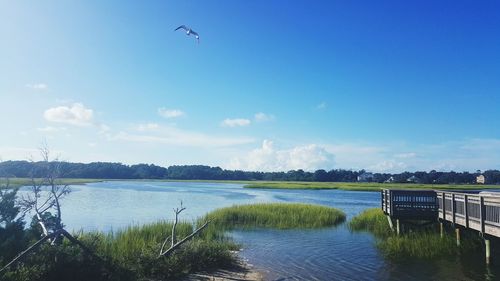 Scenic view of lake against sky