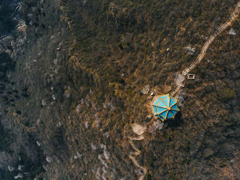 Aerial view of gazebo in sea