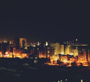 City lit up at night