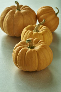 Close-up of pumpkins on table