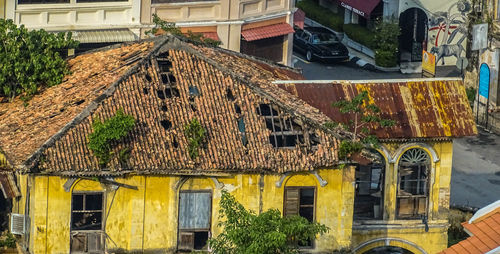 Houses in front of town