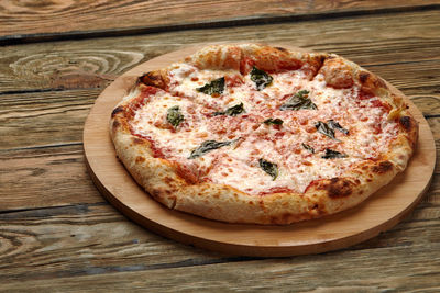 Close-up of pizza on table