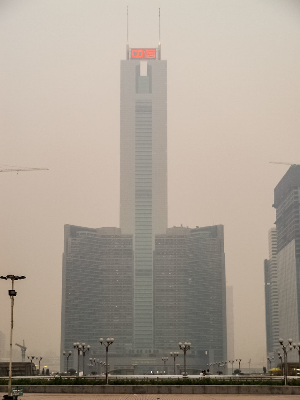 EXTERIOR OF MODERN BUILDINGS AGAINST CLEAR SKY IN CITY