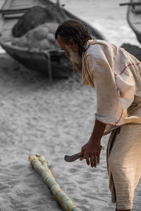 Side view of man skateboarding