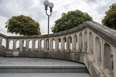 Low angle view of historical building against cloudy sky