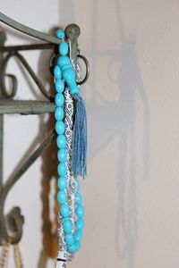 Close-up of blue hanging