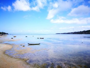 Scenic view of sea against cloudy sky