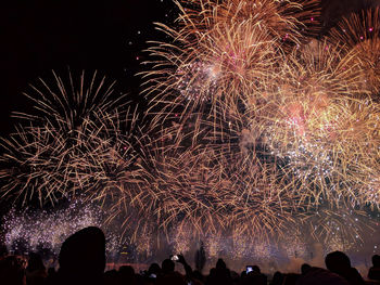 Firework display at night