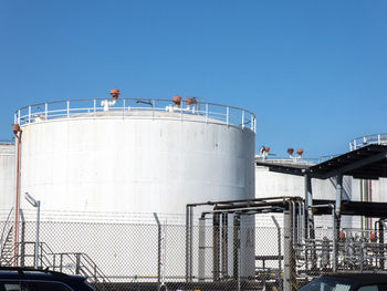 Factory against clear blue sky