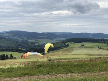 Scenic view of field against sky