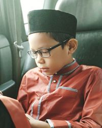 Portrait of boy wearing hat