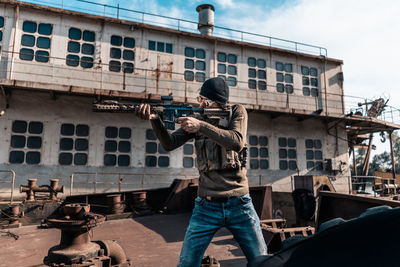 Man standing in front of building