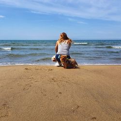 Full length of dog on beach